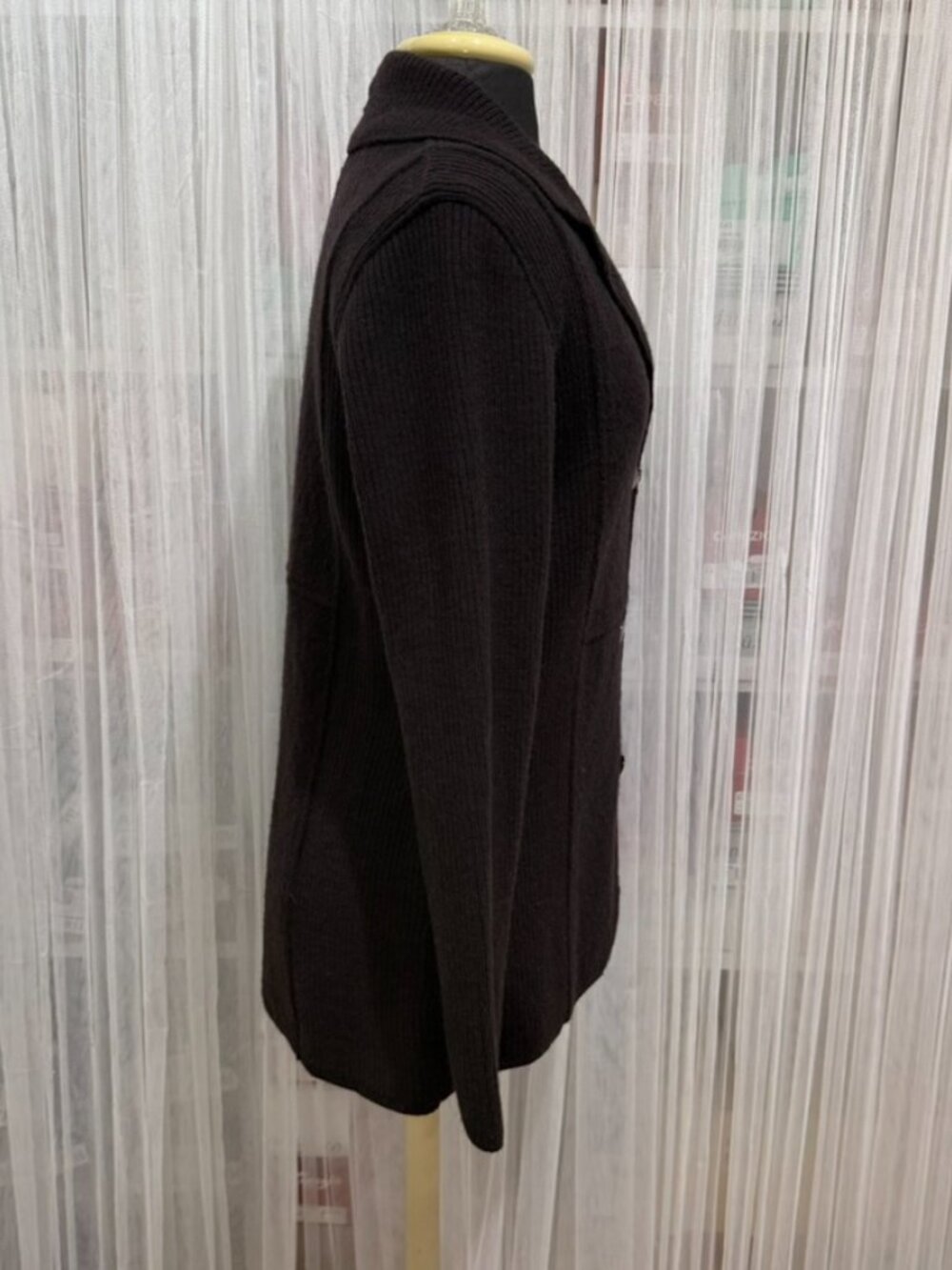 Herman Geist Women's Wool Blazer Jacket Brown Size Medium 3 Button Knit - Picture 6 of 11